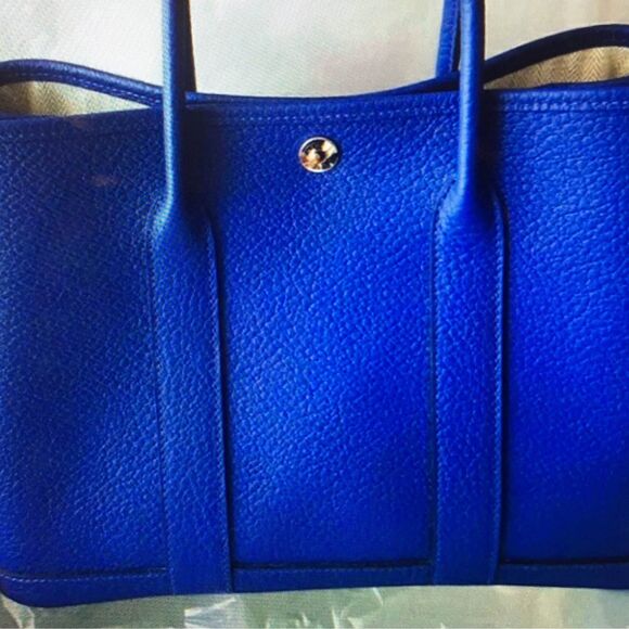 Genuine leather blue tote - Picture 2 of 3